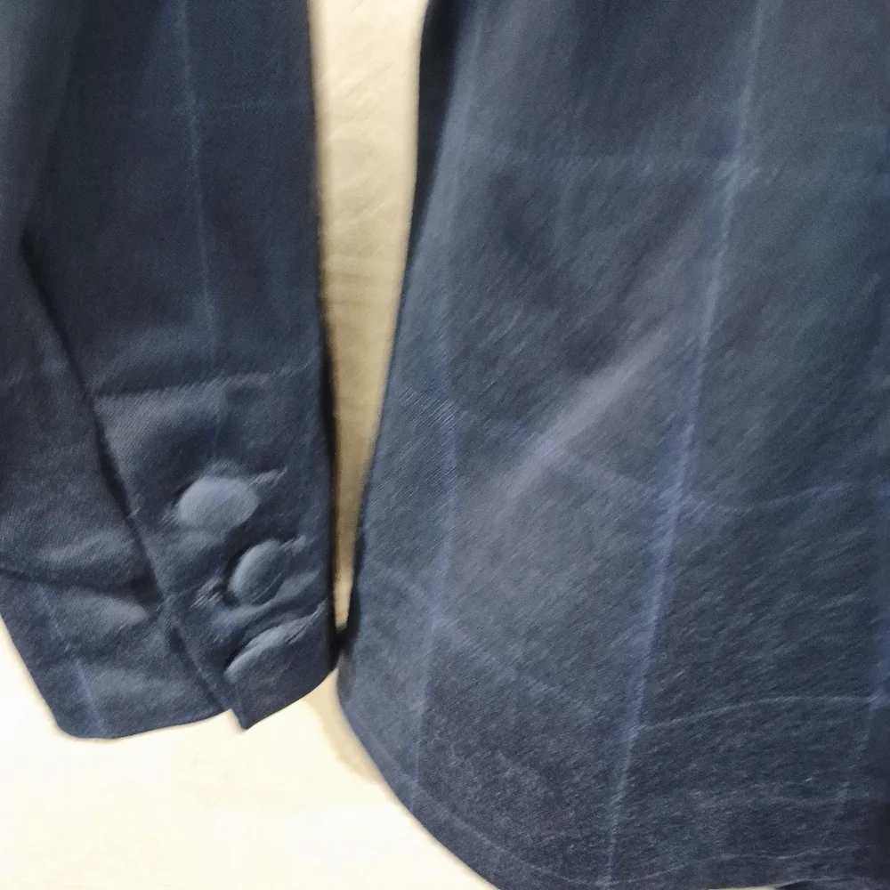 CAbi Sunset Kiss Windowpane Navy Checkered Women's Blazer - Picture 3 of 7